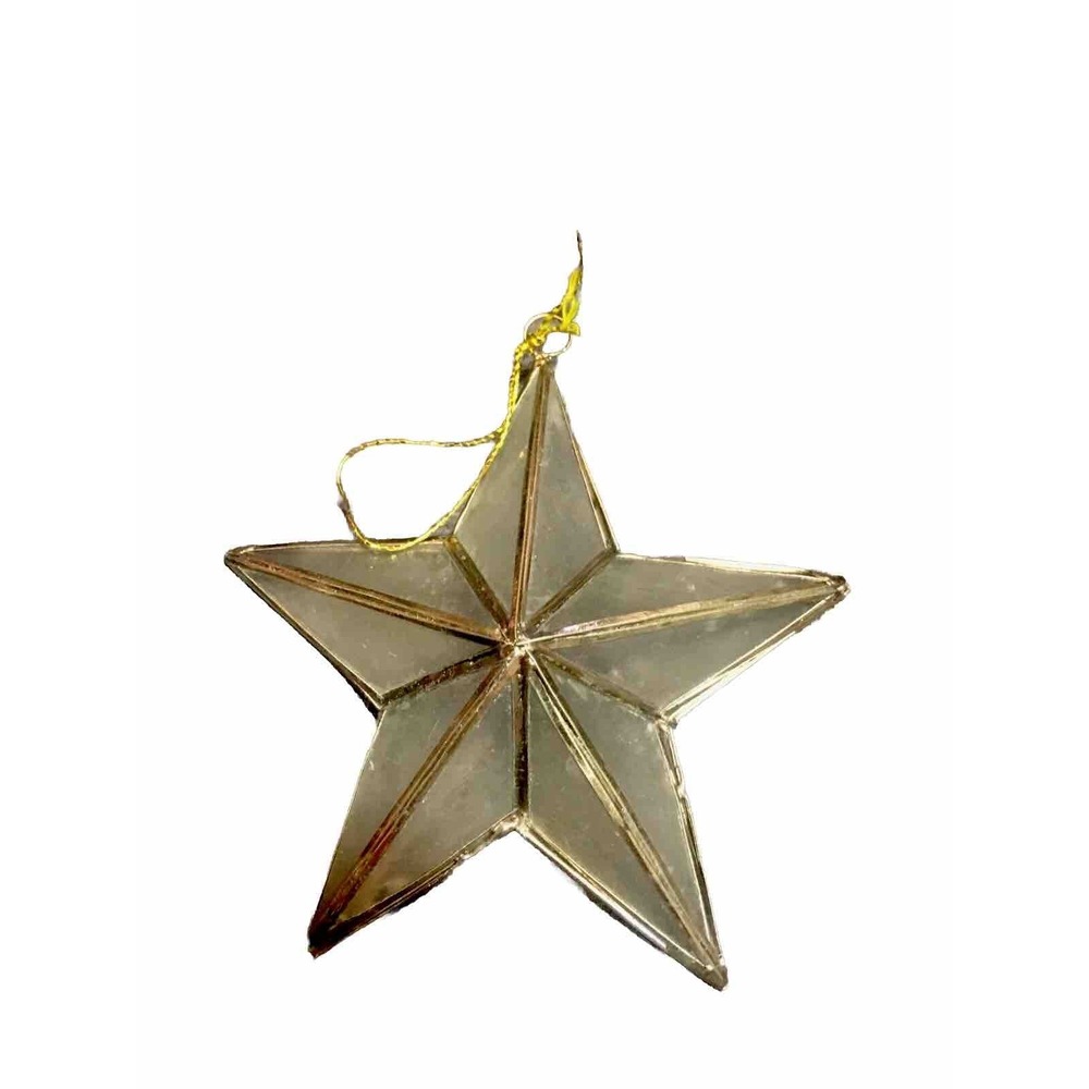 Capiz Shell Star Ornament  Gold Metal‎ Frame 3"